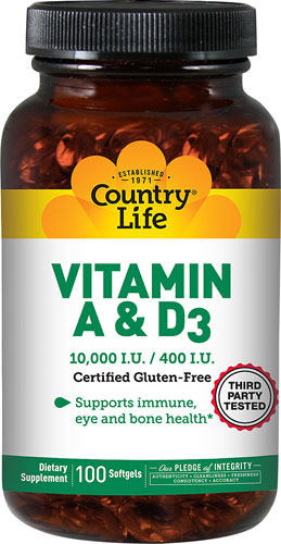 Country Life Vitamin A & D3 -- 100 Softgels