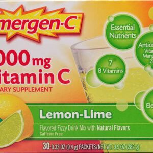 Emergen-C Vitamin C Fizzy Drink Mix Lemon Lime -- 1000 mg - 30 Packets
