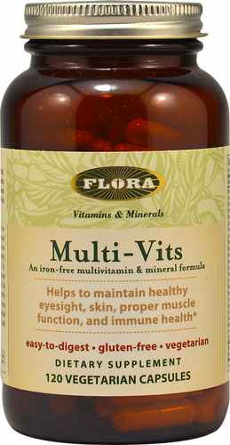 Flora Multi-Vits Iron-Free Multivitamin & Mineral Formula -- 120 Vegetarian Capsules
