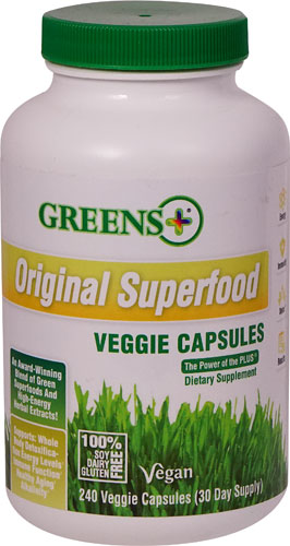 Greens Plus Original Superfood -- 240 Veggie Capsules