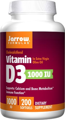 Jarrow Formulas Vitamin D3 -- 1000 IU - 200 Softgels