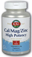 KAL Cal Mag Zinc High Potency -- 100 Tablets