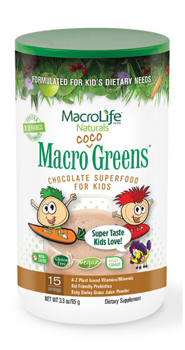 Macro Life Naturals Jr. Macro Coco-Greens for Kids Chocolate -- 3.3 oz