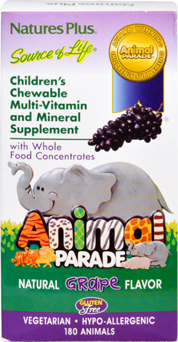 Nature's Plus Animal Parade® Children's Chewable Multi-Vitamin & Mineral Grape -- 180 Chewable Animal Shapes