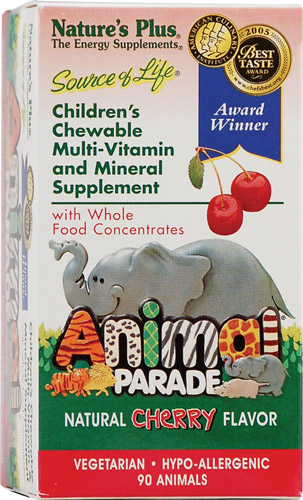Nature's Plus Animal Parade® Children's Chewable Multi-Vitamin and Mineral Natural Cherry -- 90 Chewables