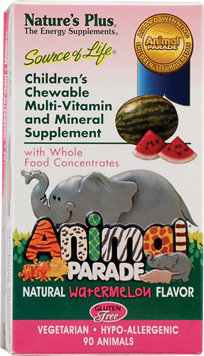 Nature's Plus Animal Parade® Children's Chewable Multi-Vitamin and Mineral Natural Watermelon -- 90 Chewables