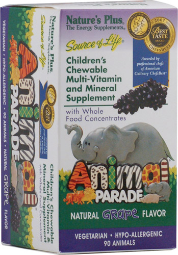 Nature's Plus Animal Parade® Children's Chewable Multi-Vitamin and Mineral Grape -- 90 Chewable Tablets