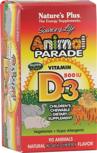 Nature's Plus Animal Parade® Vitamin D3 Natural Black Cherry -- 500 IU - 90 Chewable Tablets