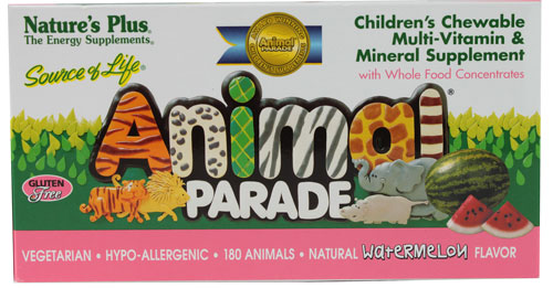 Nature's Plus Animal Parade® Children's Chewable Multi-Vitamin and Mineral Watermelon -- 180 Chewable Tablets