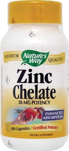 Nature's Way Zinc Chelate -- 30 mg - 100 Capsules
