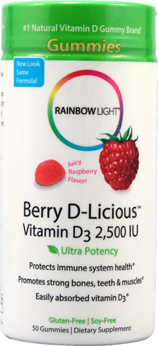 Rainbow Light Berry-D-Licious™ Vitamin D3 Juicy Raspberry -- 2500 IU - 50 Gummies
