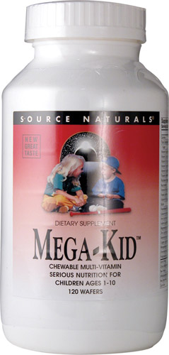 Source Naturals Mega-Kid Chewable Multi Vitamin Natural Berry -- 120 Chewable Wafers