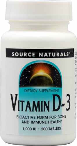 Source Naturals Vitamin D-3 -- 1000 IU - 200 Tablets
