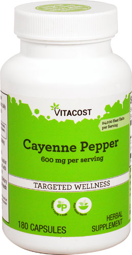 Vitacost Cayenne Pepper -- 600 mg per serving - 180 Capsules