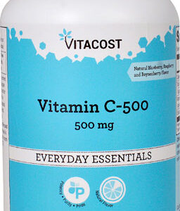 Vitacost Vitamin C-500 Natural Fruit Chewables Natural Blueberry Raspberry and Boysenberry -- 500 mg - 180 Chewable Wafers