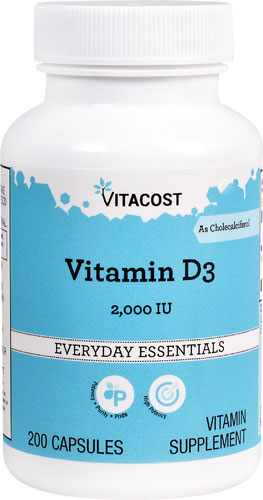 Vitacost Vitamin D3 (as Cholecalciferol) -- 2000 IU - 200 Capsules