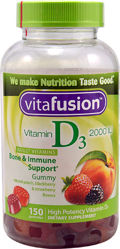Vitafusion Vitamin D3 Bone & Immune Support Natural Peach Blackberry & Strawberry -- 2000 IU - 150 Gummies