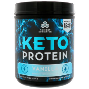 Dr. Axe / Ancient Nutrition, Keto Protein, Energia Cetogênica de Desempenho, Baunilha, 18,7 oz (530 g)