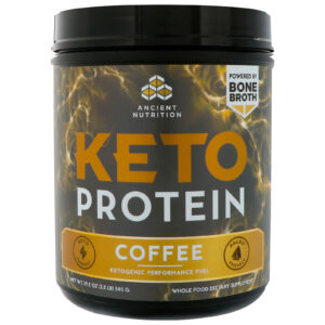 Dr. Axe / Ancient Nutrition, Keto Protein, Energia Cetogênica de Desempenho, Café, 19,2 oz (545 g)