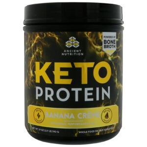 Dr. Axe / Ancient Nutrition, Keto Protein, Energia Cetogênica de Desempenho, Creme de Banana, 19 oz (540 g)