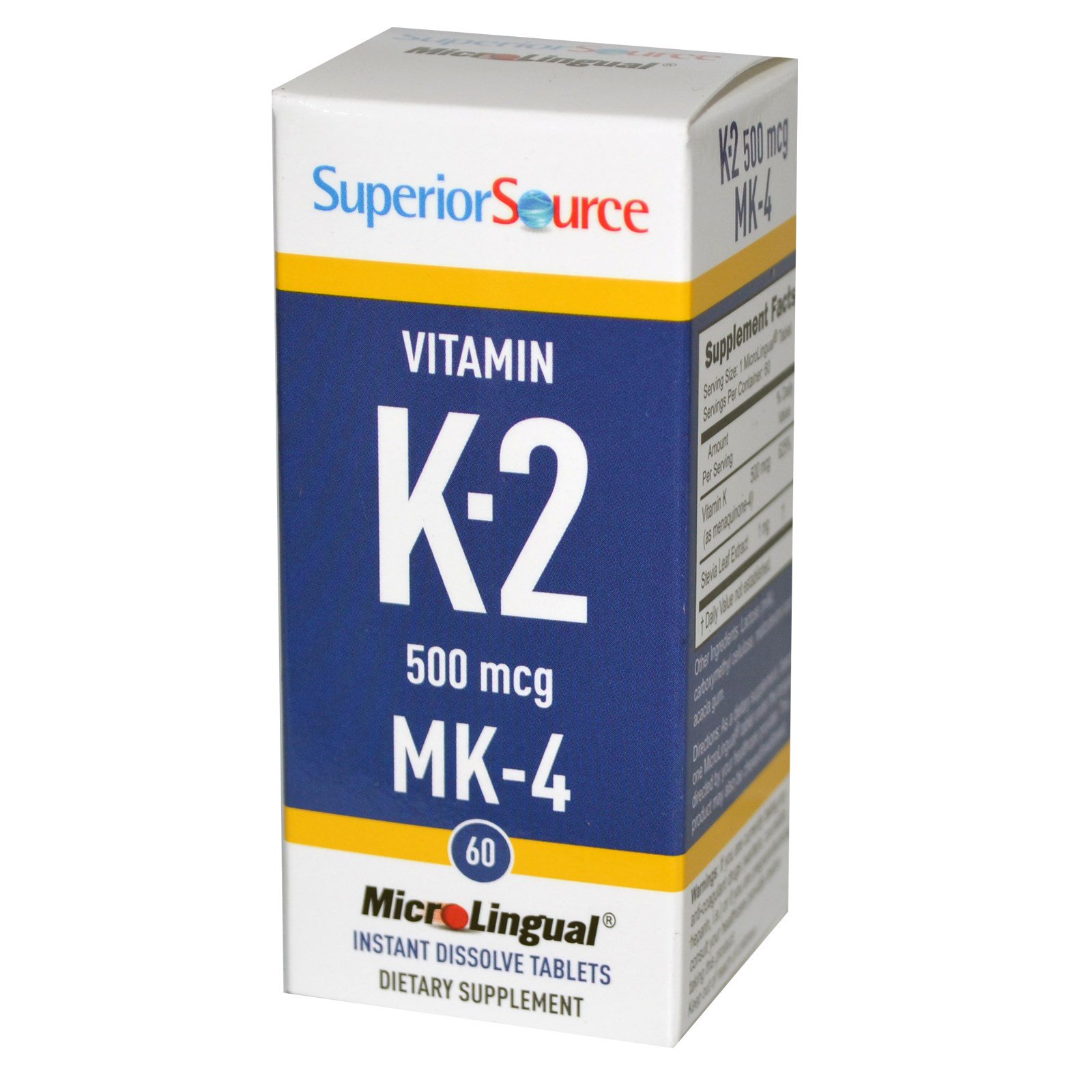 Superior Source, Vitamina K-2, 500 mcg, 60 comprimidos microlinguais solúveis instantâneos - Imagem 2