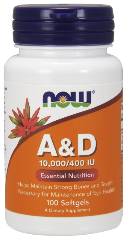 NOW Foods Vitamin A & D 10,000/400 IU - 100 Softgels