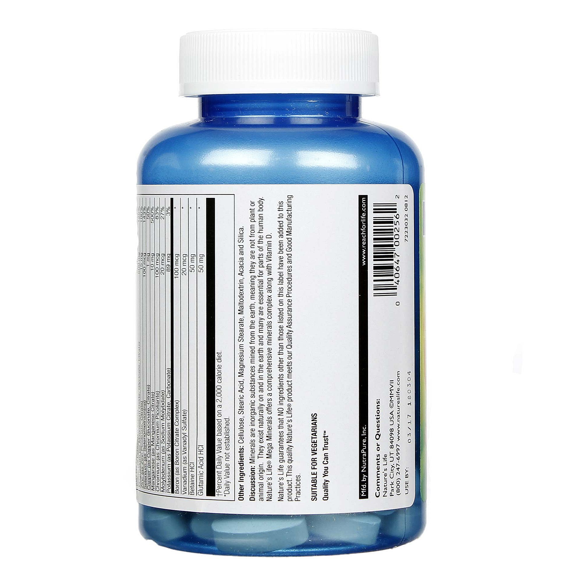 Nature's Life Mega Minerais Vegetariana 100 Tabletes - Imagem 3