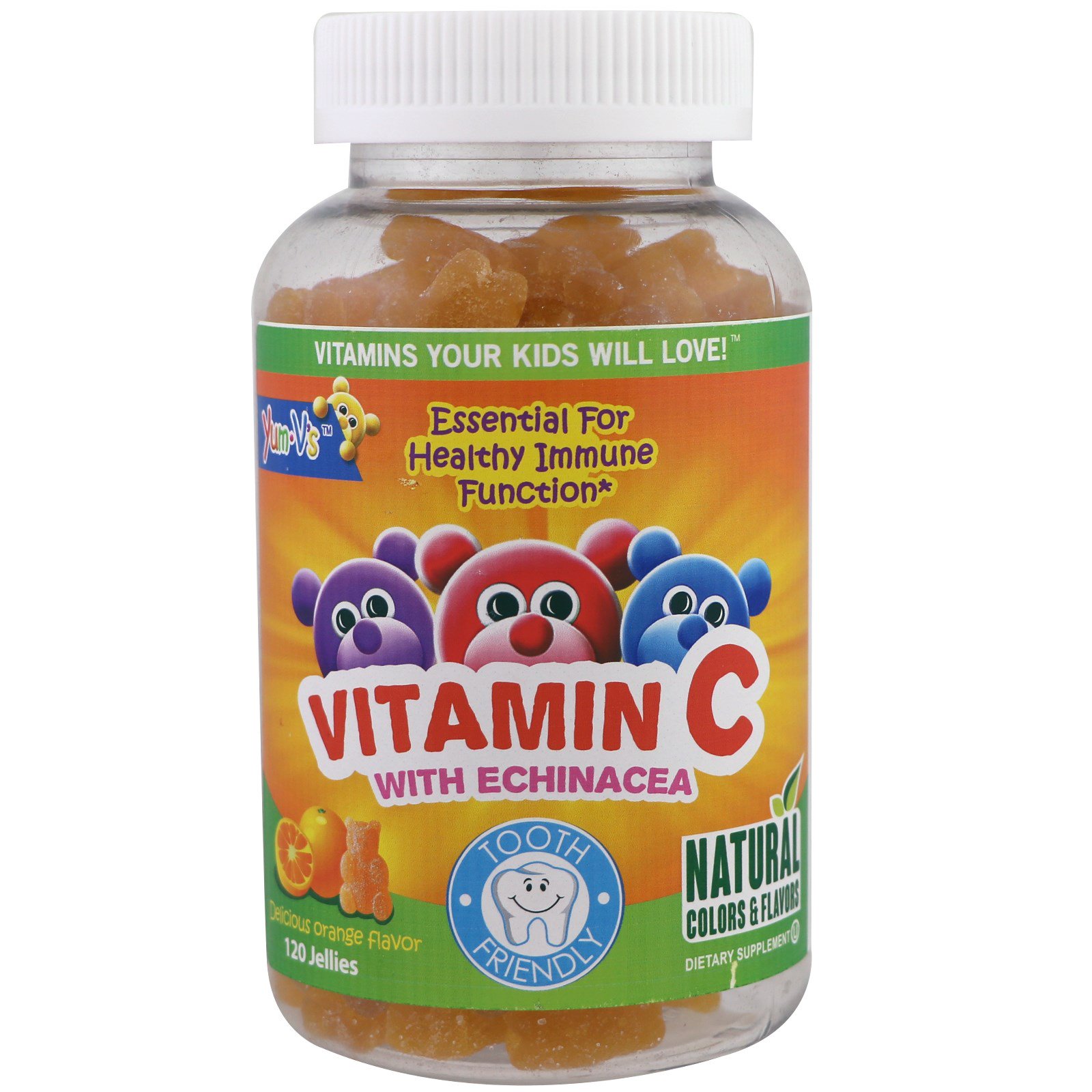Yum-V's, Gomas de Vitamina C, Sabor Laranja Deliciosa, 120 Gomas