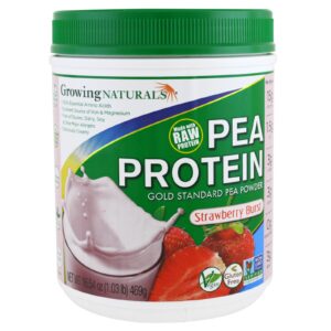 Growing Naturals, Proteína de Ervilha, Explosão de Morango, 16,54 oz (469 g)