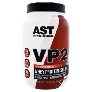 AST Sports Science, VP2,Isolado de Proteína Whey, Morangos e Creme, 902,4 g
