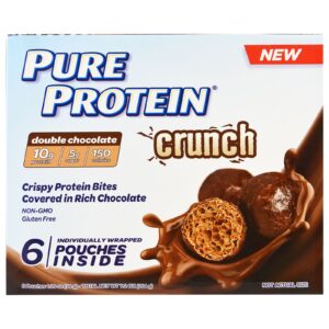 Pure Protein, Crocante, Bolinhas Crocantes de Proteína, Chocolate Duplo, 6 Envelopes Embalados Um a Um, 1,20 oz (34 g ) Cada