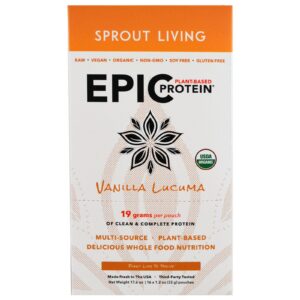 Sprout Living, Orgânica, Proteína Vegetal Épica, Baunilha e Lúcuma, 16 Envelopes, 1.2 oz (32 g) Cada