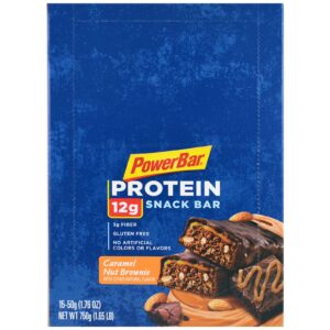 PowerBar, Barrinha de proteínas, brownie de caramelo e nozes, 15 barrinhas, 1.76 oz (50 g) cada