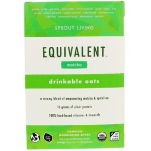 Sprout Living, Equivalent, Aveia Potável, Matcha, 8 Sachês, 48,5 g (1,7 oz) Cada