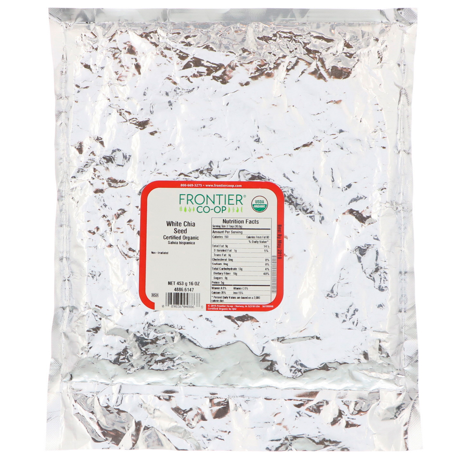 Frontier Natural Products, Organic White Chia Seed, 16 oz (453 g) - Imagem 2