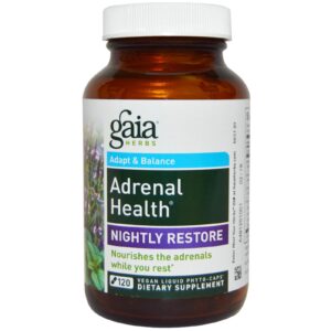 Gaia Herbs, Saúde Suprarrenal, Restauração Noturna, 120 Cápsulas Líquidas Fitoterápicas Vegetais