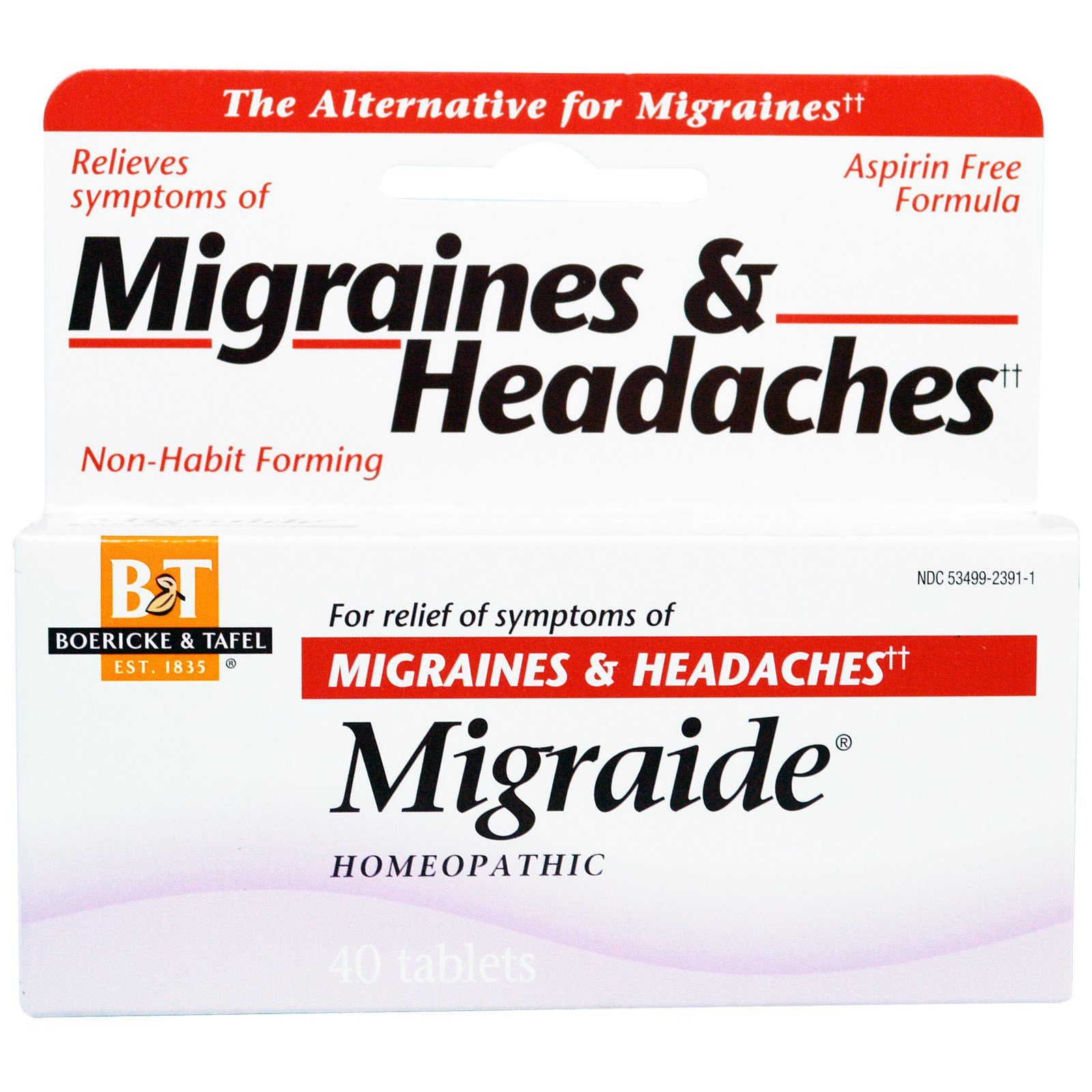 Boericke & Tafel, Migraide , 40 Comprimidos