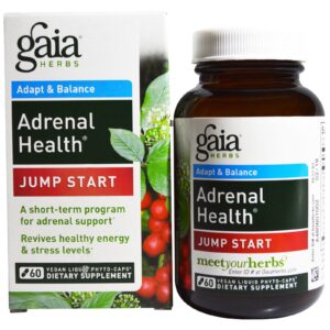 Gaia Herbs, Adrenal Health, Jump Start, 60 Fitocápsulas Veganas Líquidas