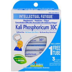 Boiron, Kali fosfórico 30C, 3 Tubos, Aproximadamente 80 grânulos de rápida dissolução cada