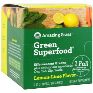 Amazing Grass, Superalimento Verde, Vegetais Efervescentes, Sabor Lima-Limão, 6 Tubos, 10 Comprimidos Cada