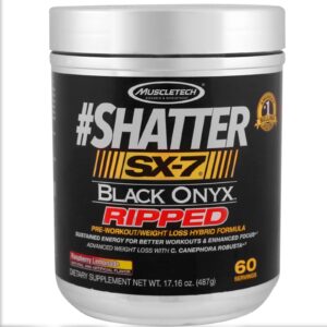 Muscletech, #Shatter, SX-7, Ônix preto, malhado, limonada de framboesa, 17,16 onças (487 g)