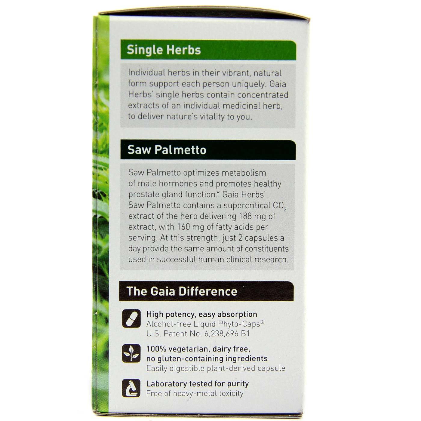 Gaia Herbs Saw Palmetto - 60 Vegetarian Liquid Phyto-Cápsulas - Imagem 4