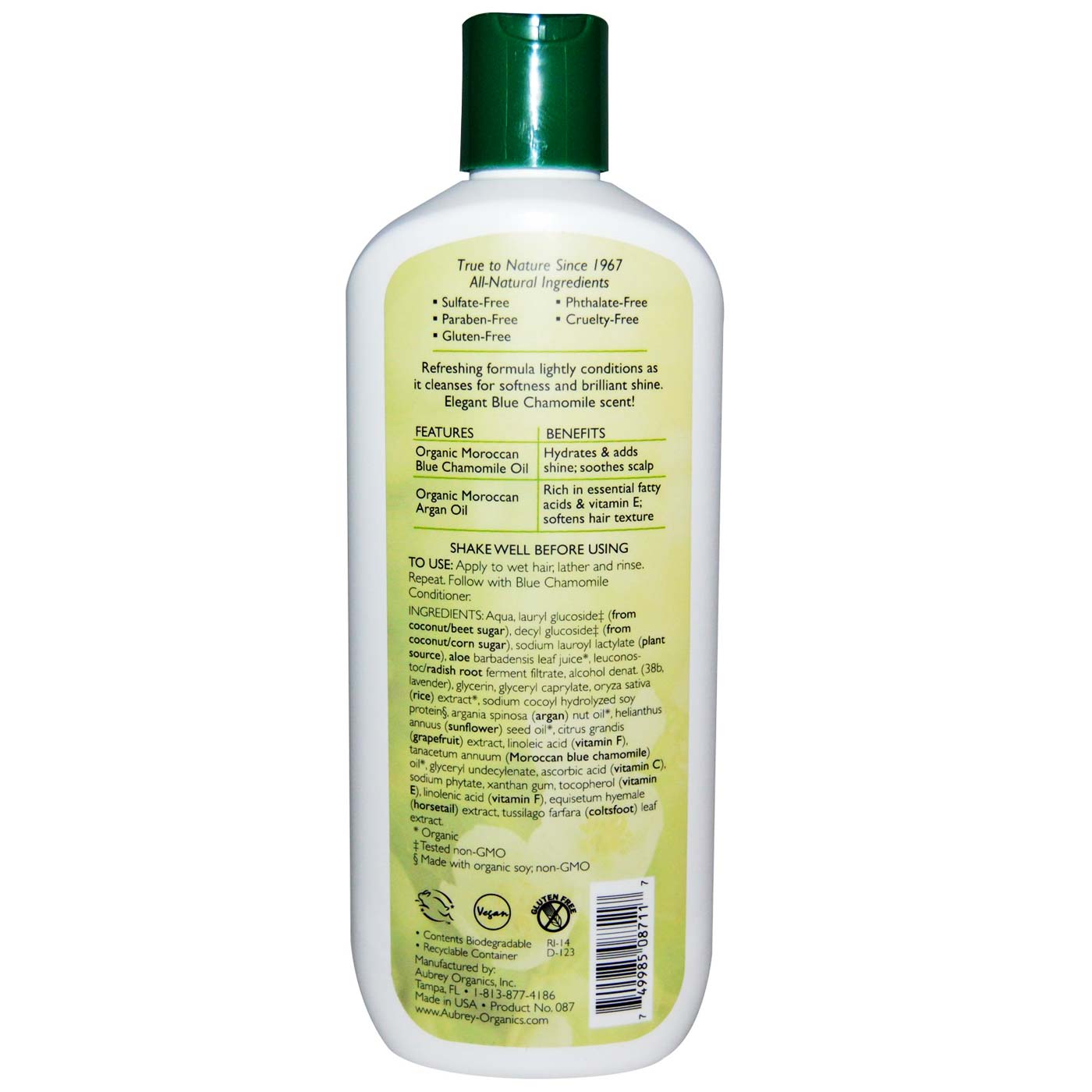 Aubrey Orgânicos Xampu, Brilho - Blue Chamomile - 11 oz - Imagem 2