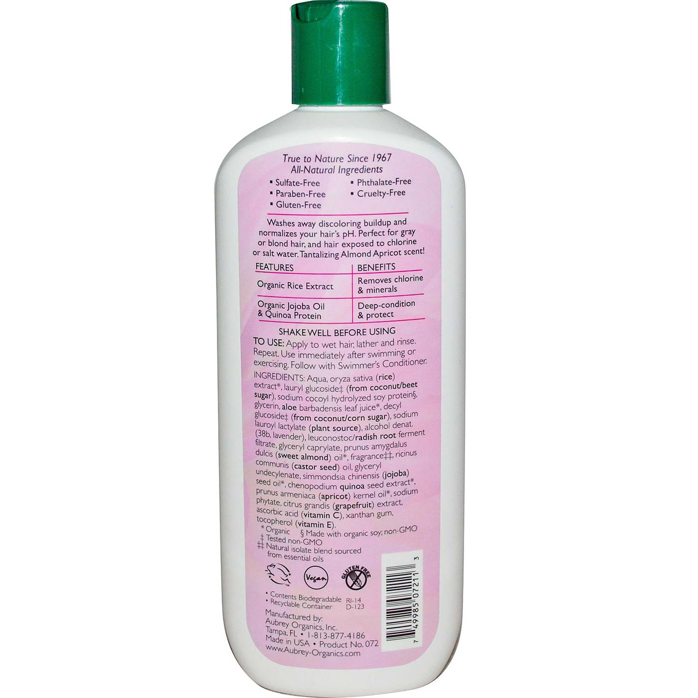 Aubrey Orgânicos Swimmer's Xampu - 16 oz - Imagem 2