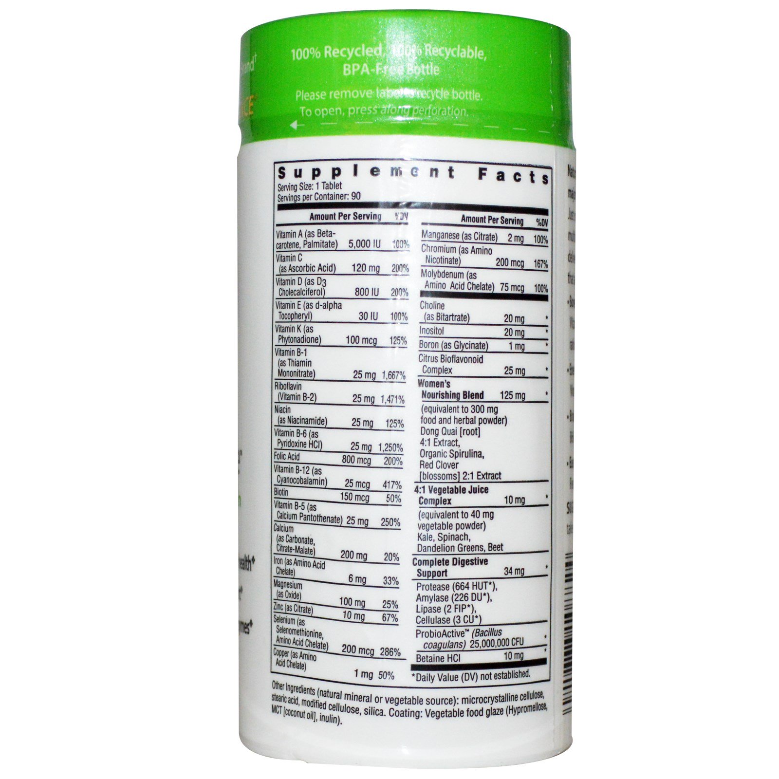 Rainbow Light, Só uma, Women's One, Multivitamina à base de alimento, 90 comprimidos - Imagem 2