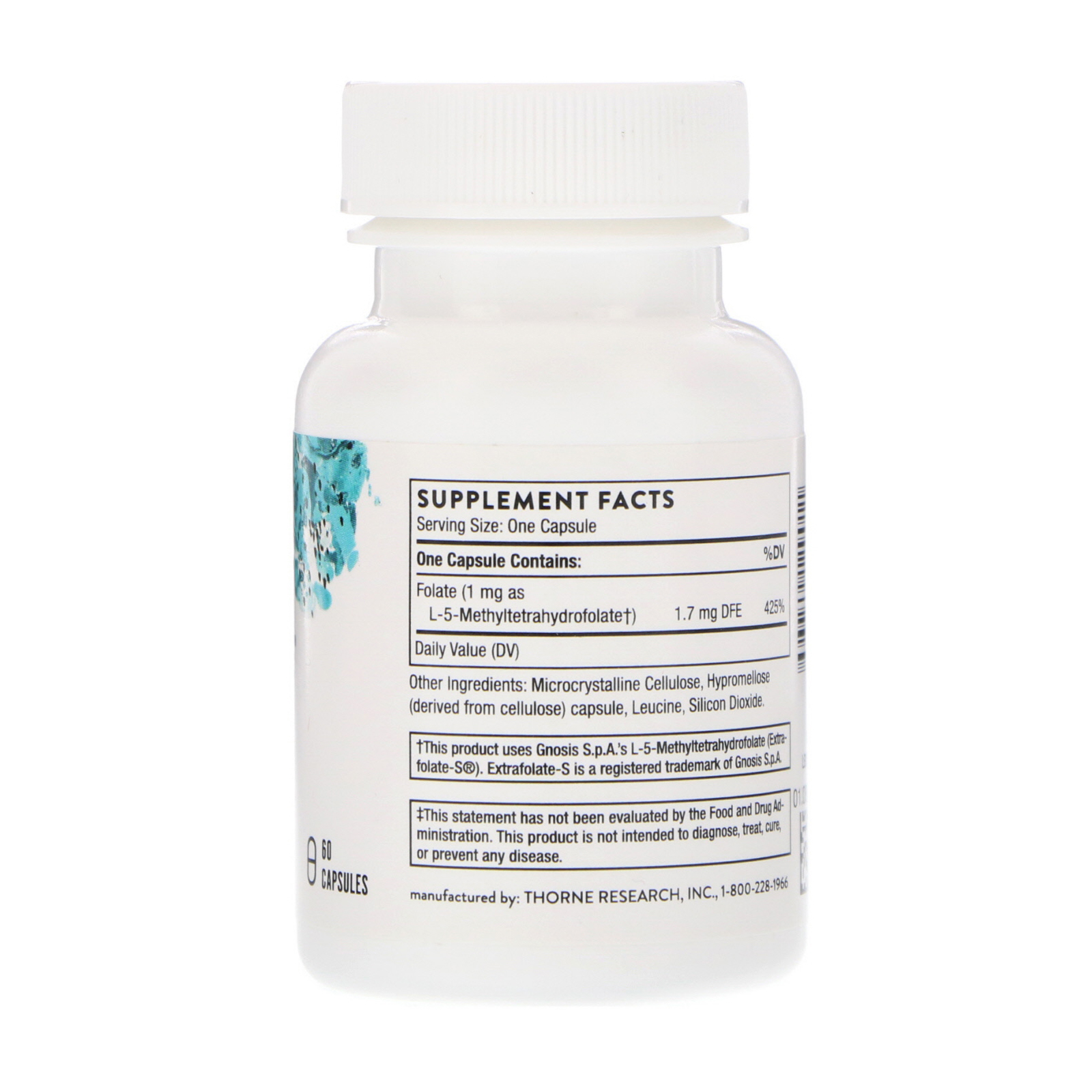 Thorne Research, 5-MTHF, 1 mg, 60 Cápsulas - Imagem 2
