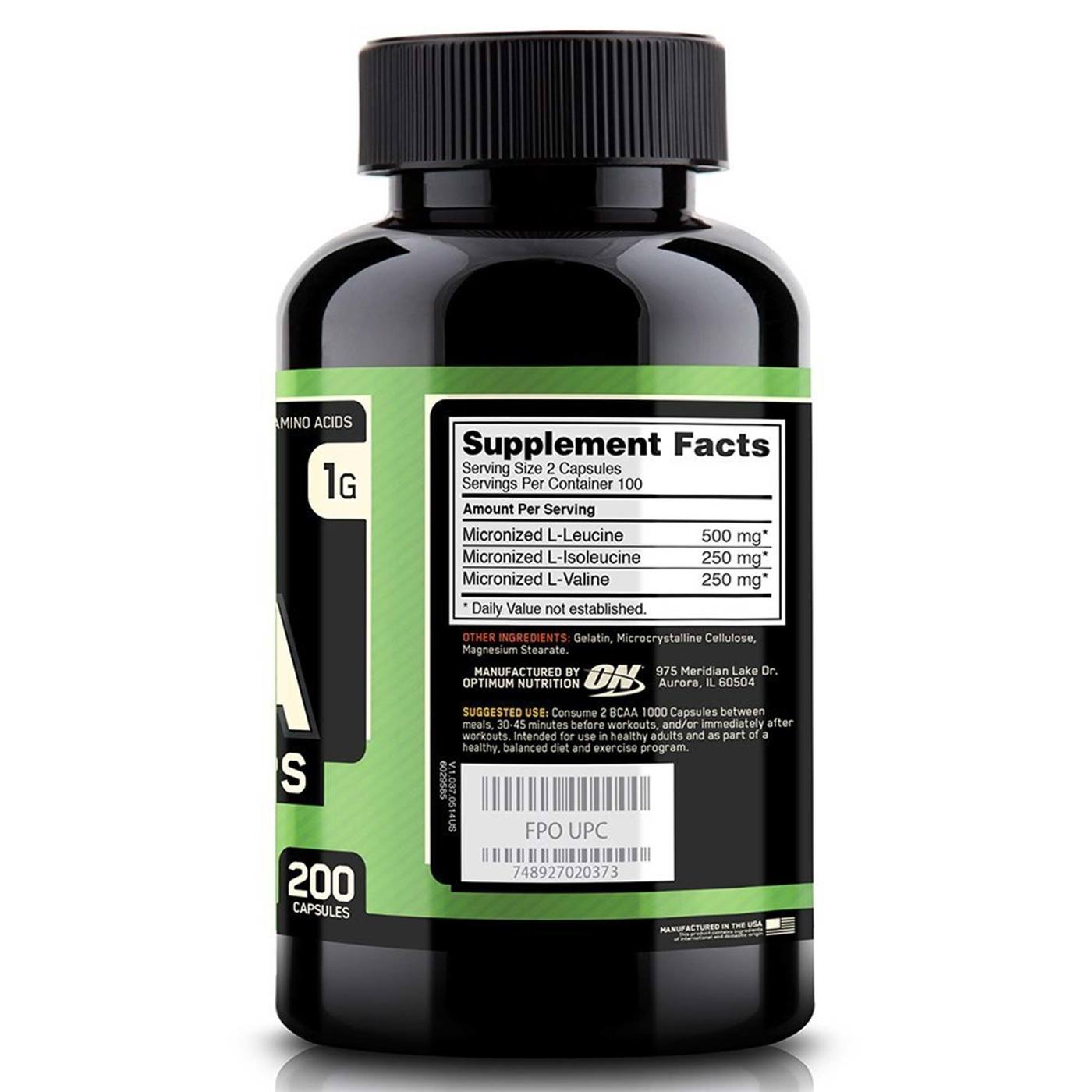 BCAA 1000 Optimum Nutrition 200 Cápsulas - Imagem 2