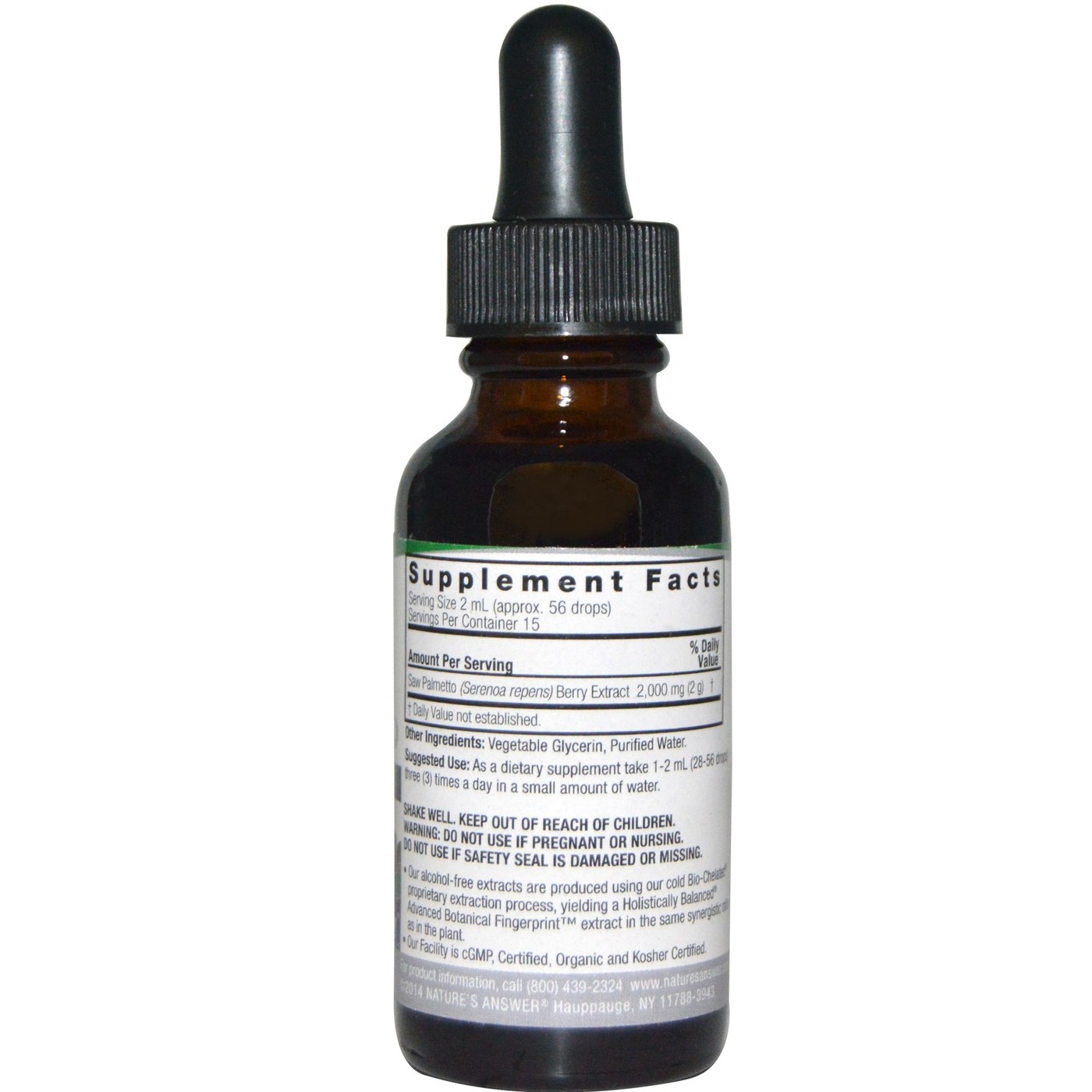 Nature's Answer Saw Palmetto Berry Sem Álcool 1 oz - Imagem 2