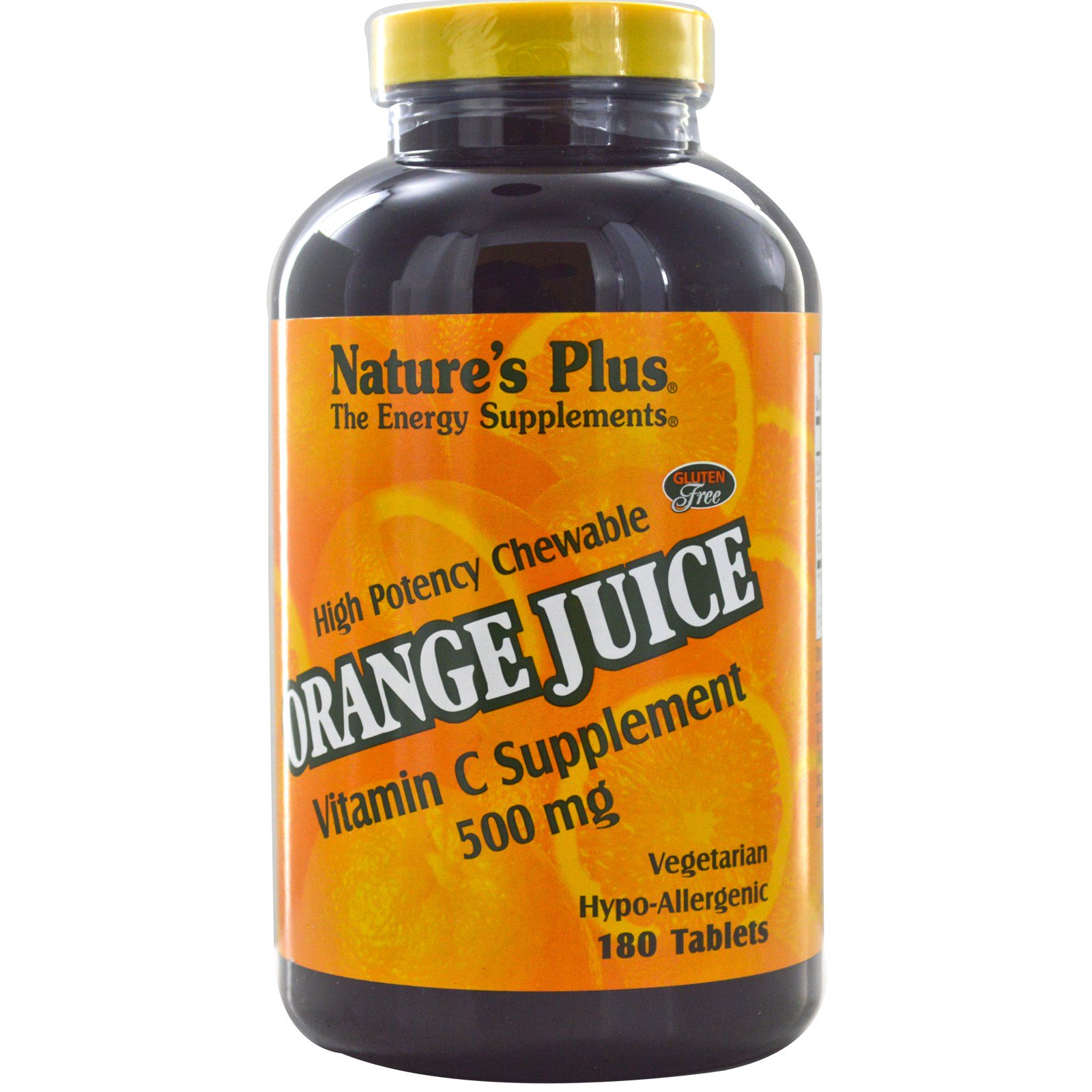 Nature's Plus, Suco de Laranja, Suplemento de Vitamina C, 500 mg, 180 Comprimidos