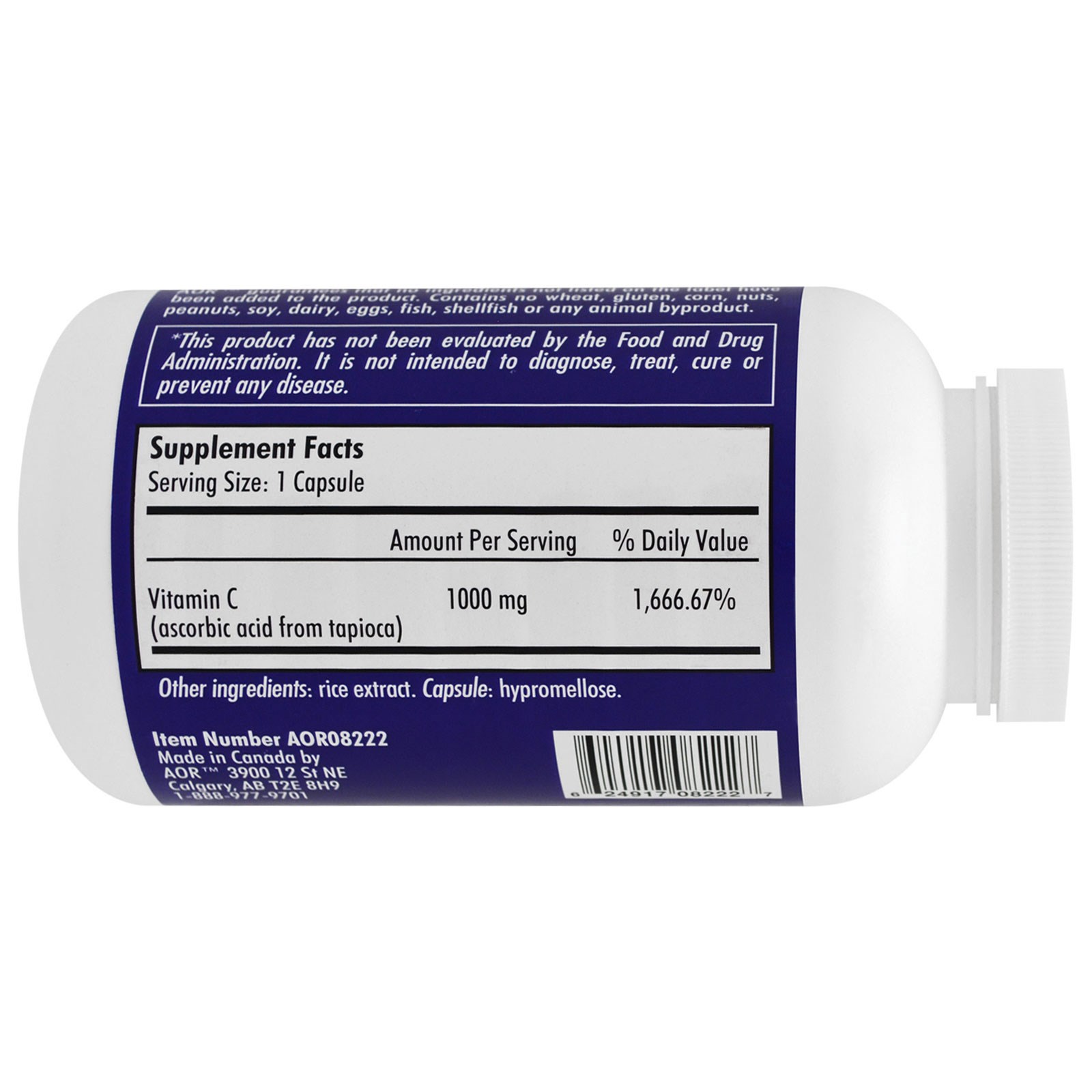 Advanced Orthomolecular Research AOR, Série Clássica, Tapioca C, Ácido Ascórbico, 300 Cápsulas Vegetais - Imagem 2